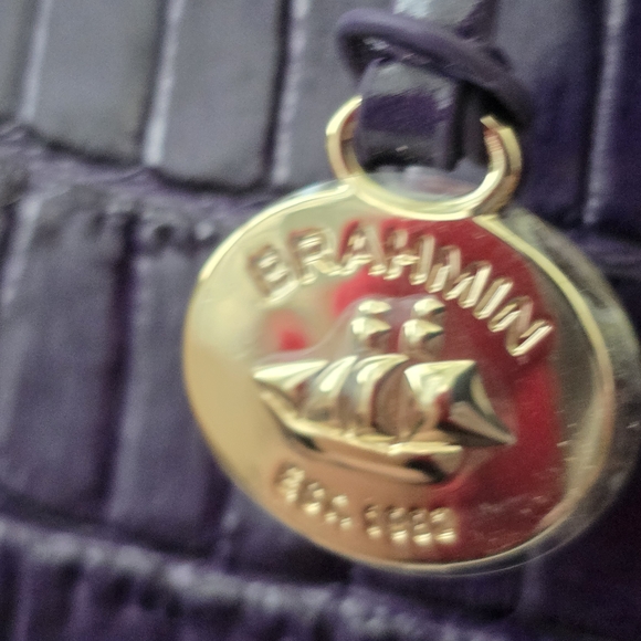 Brahmin Purple Croc-Embossed Leather Satchel - Picture 4 of 16